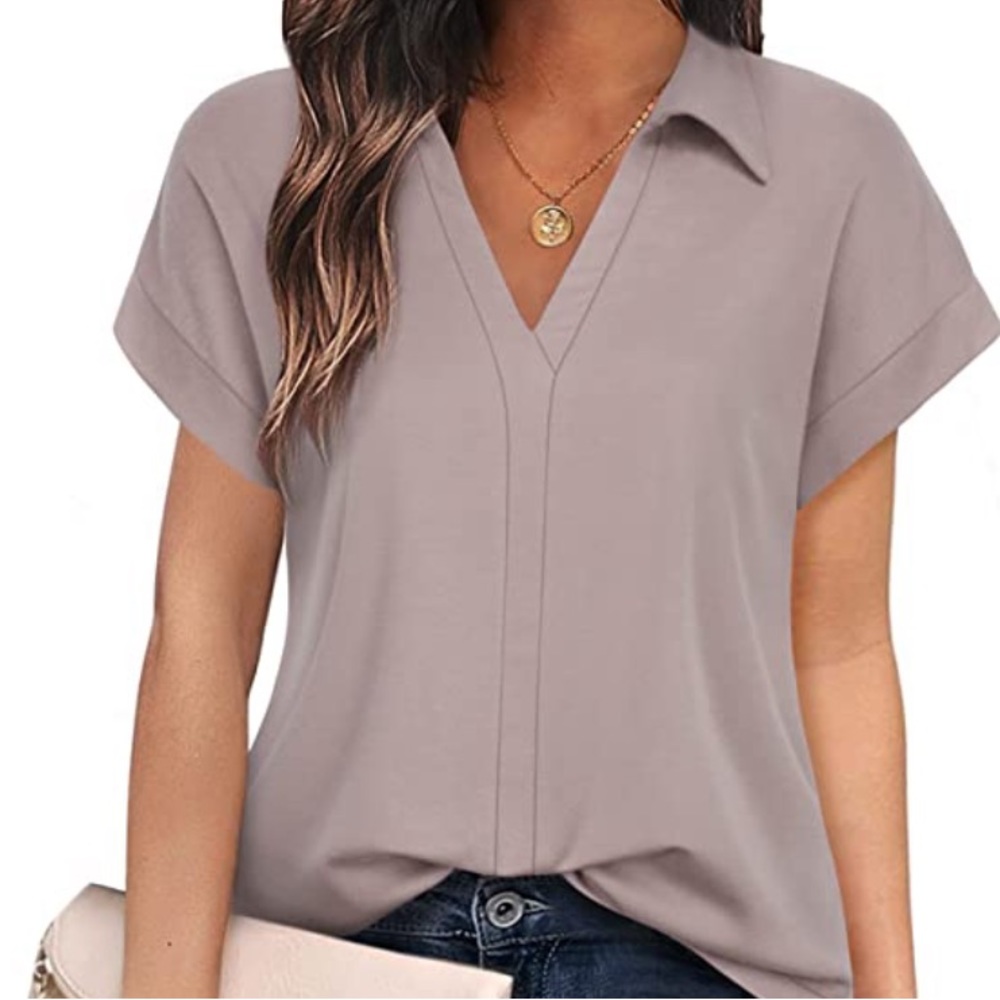 Amazon Taupe Blouse with Collar size XL